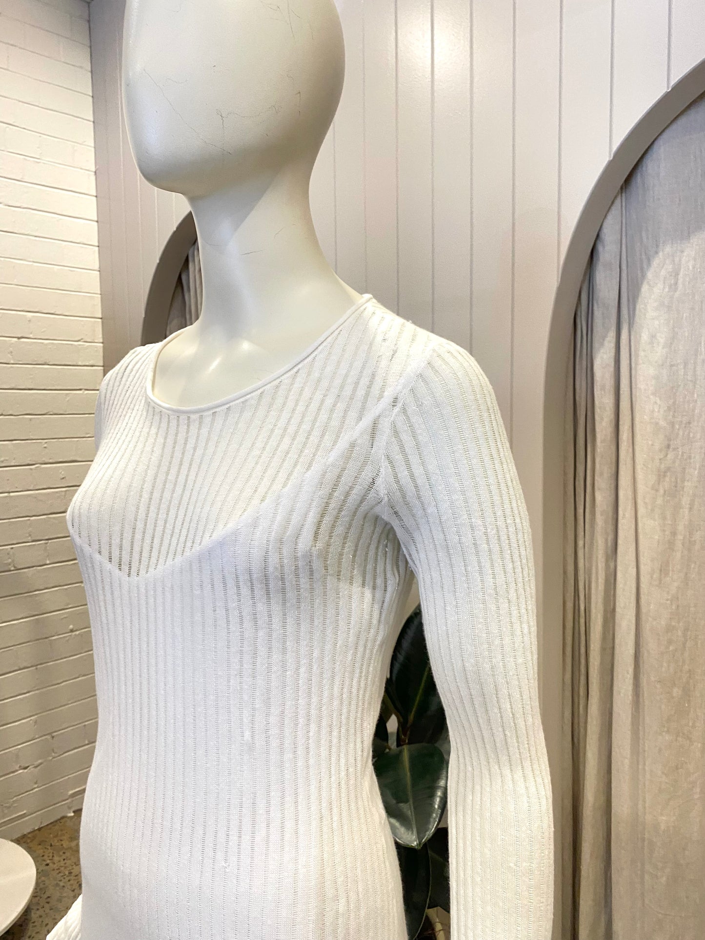 Sass & Bide Ribbed Knit Dress in White - Size Small (10)