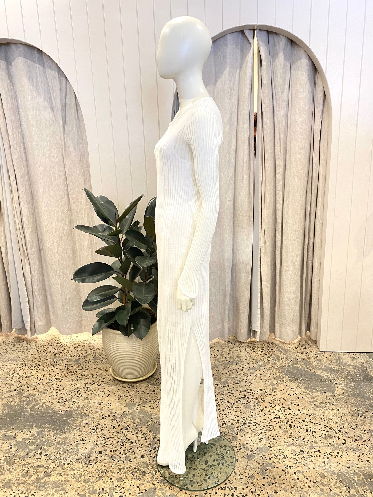 Sass & Bide Ribbed Knit Dress in White - Size Small (10)