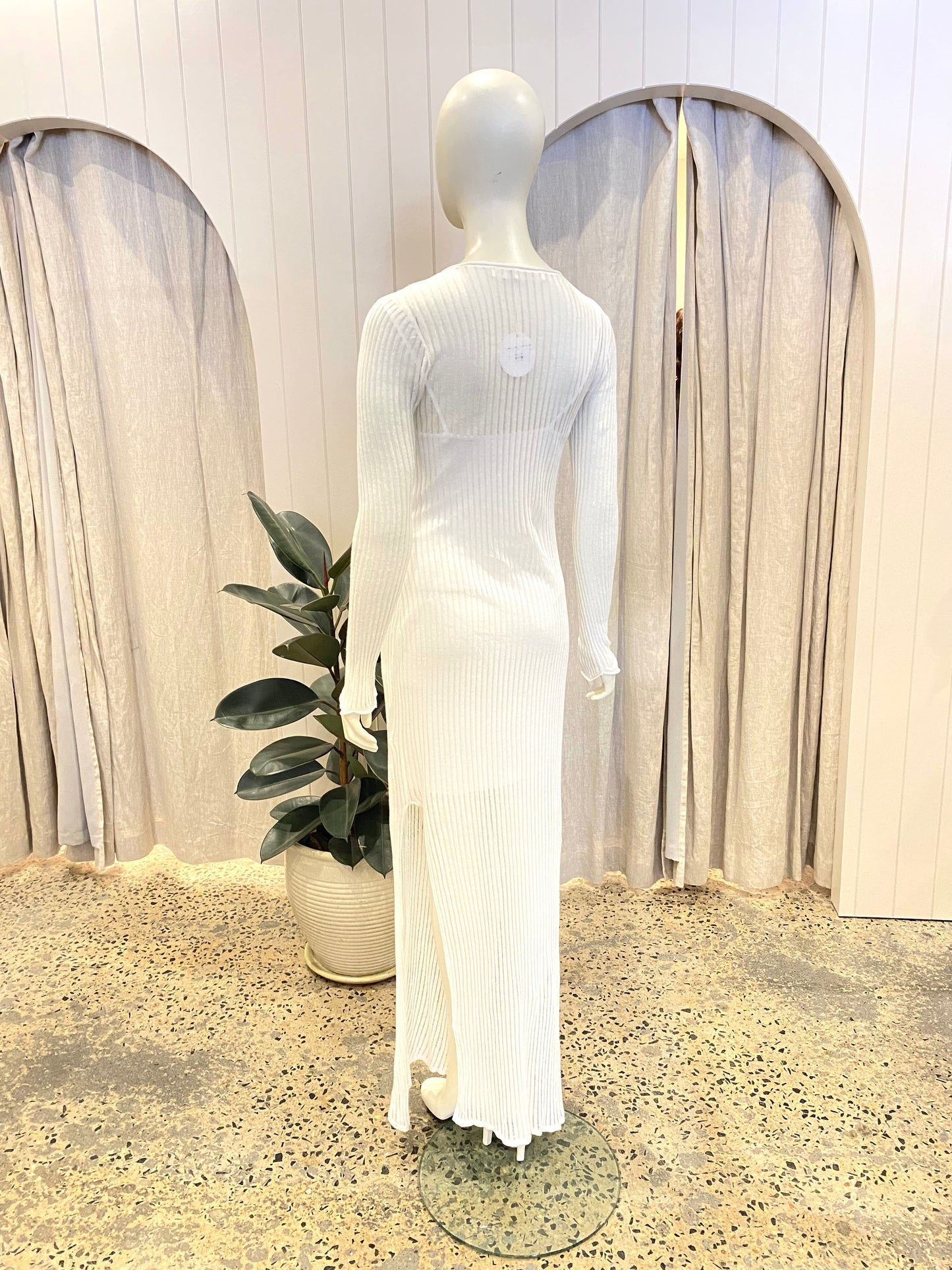 Sass & Bide Ribbed Knit Dress in White - Size Small (10)