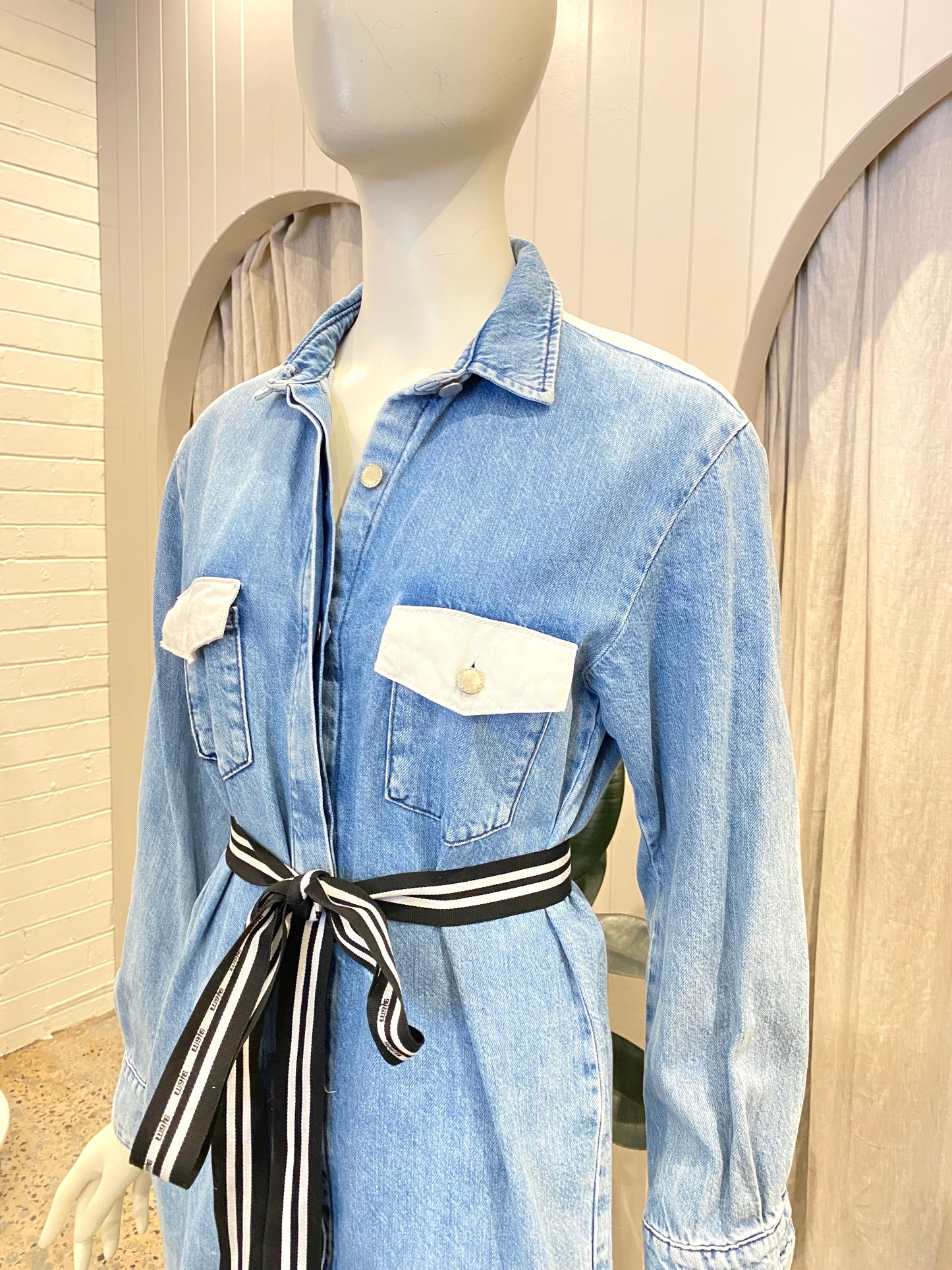 Maje 'Relmi' Belted Denim Dress - Size 1 (10/12)