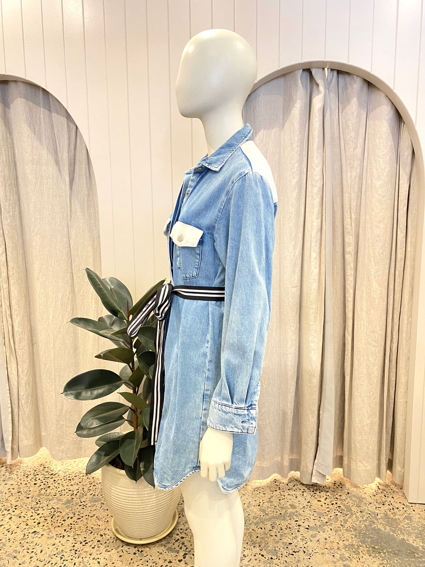 Maje 'Relmi' Belted Denim Dress - Size 1 (10/12)