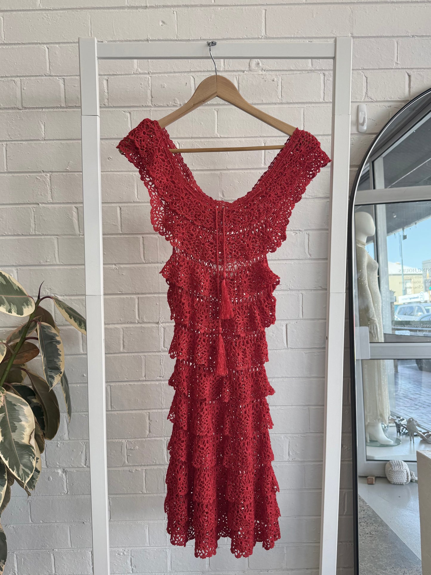Rat & Boa Crochet Dress in Red - Size L (12)