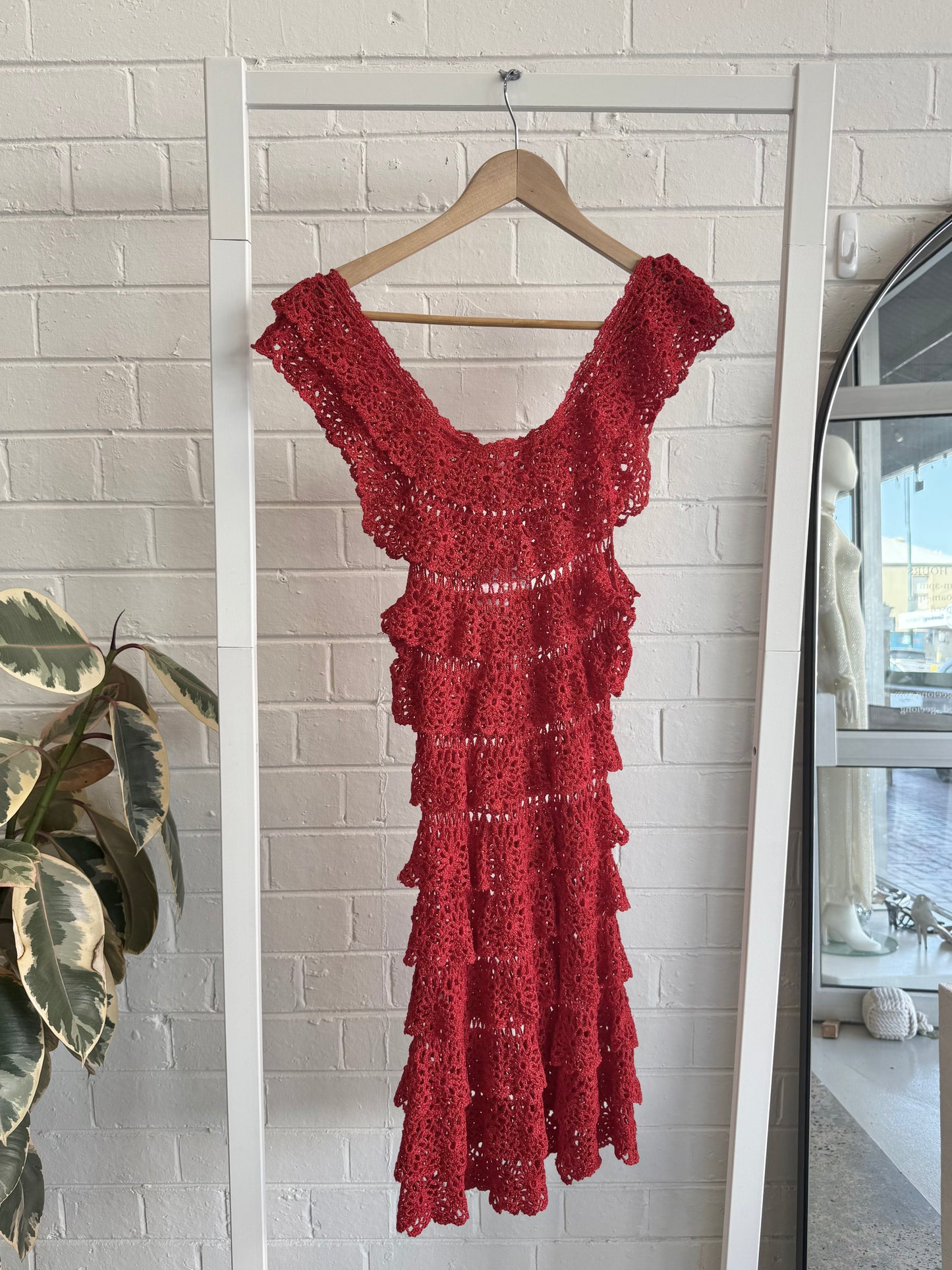 Rat & Boa Crochet Dress in Red - Size L (12)