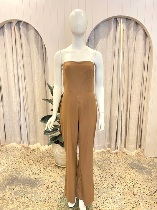 St Agni Tailored Strapless Jumpsuit in Brown - Size Small (8/10)