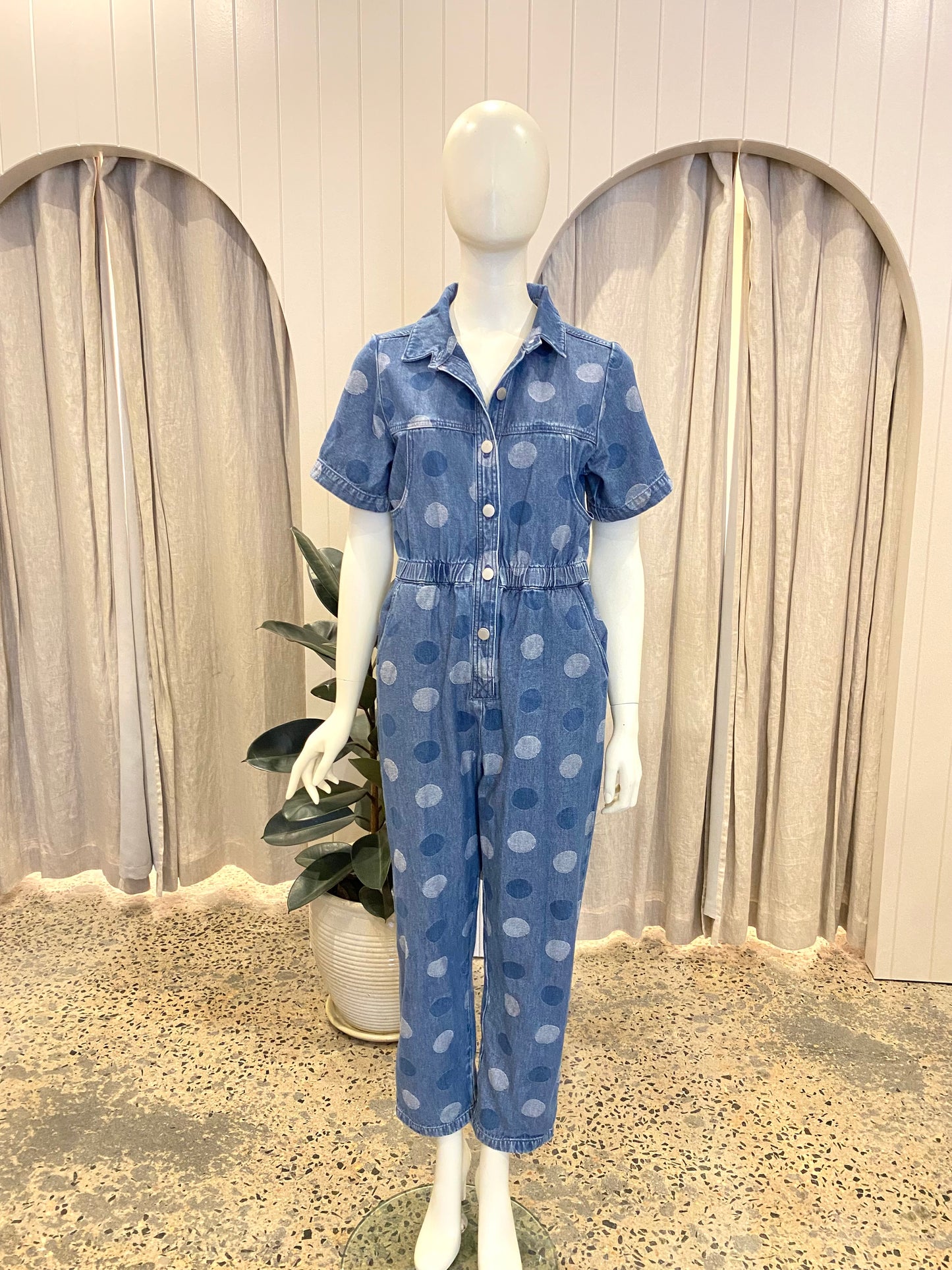 Gorman Denim Polka Dot Jumpsuit - Size 10