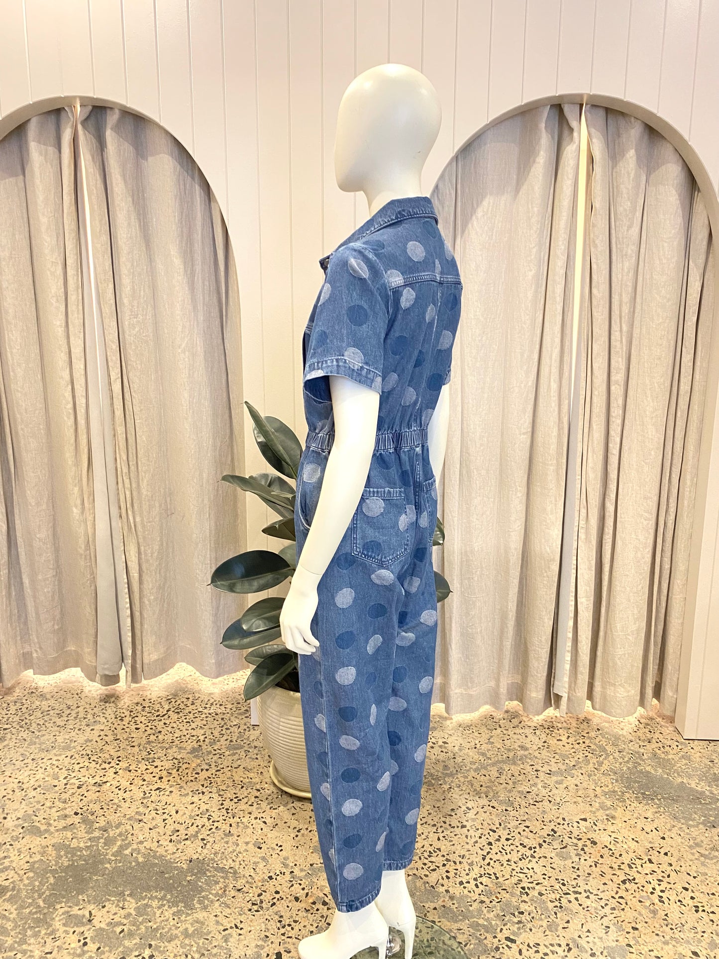 Gorman Denim Polka Dot Jumpsuit - Size 10