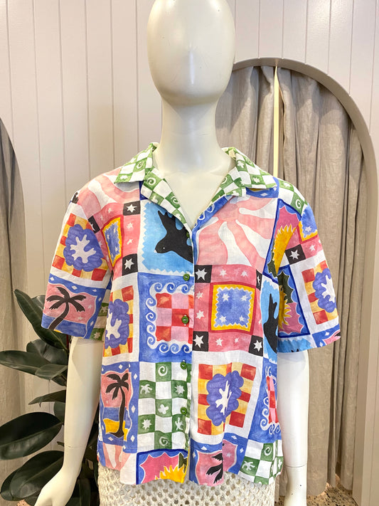 Gorman Summer Squares Shirt - Size 14