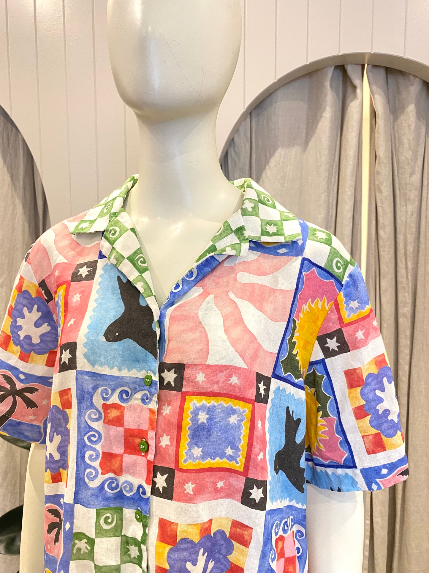 Gorman Summer Squares Shirt - Size 14