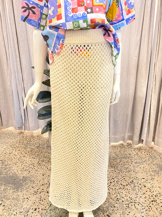 Monday Swimwear 'Cape May' Crochet Skirt in Ivory - Size 10/12