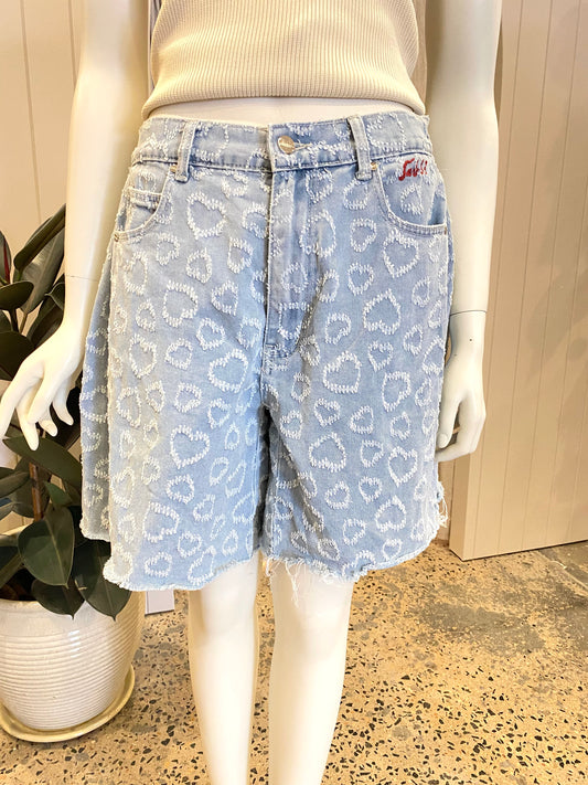 Sabbi The Denim Jorts - Hearts. Size Small (10)