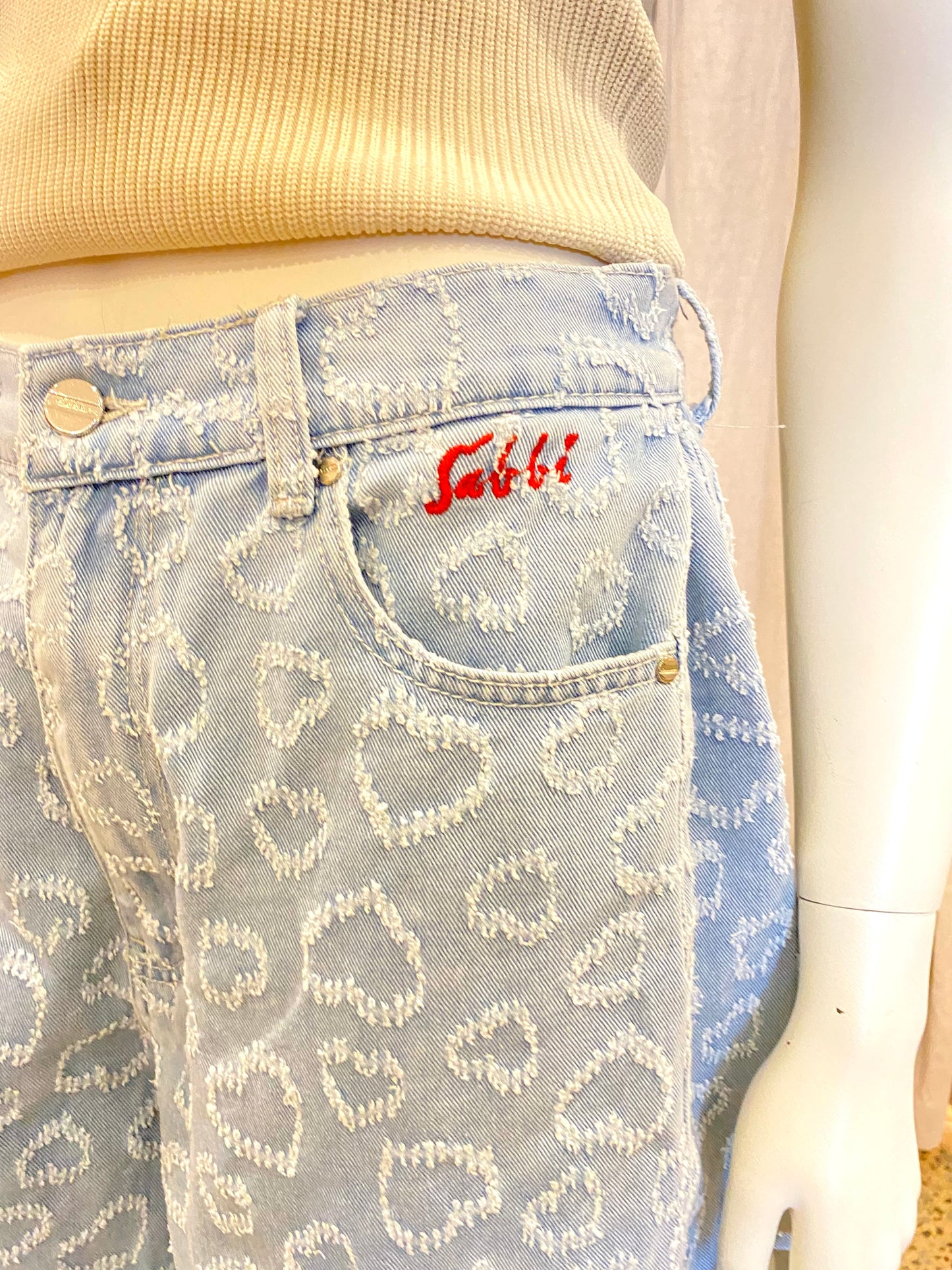 Sabbi The Denim Jorts - Hearts. Size Small (10)