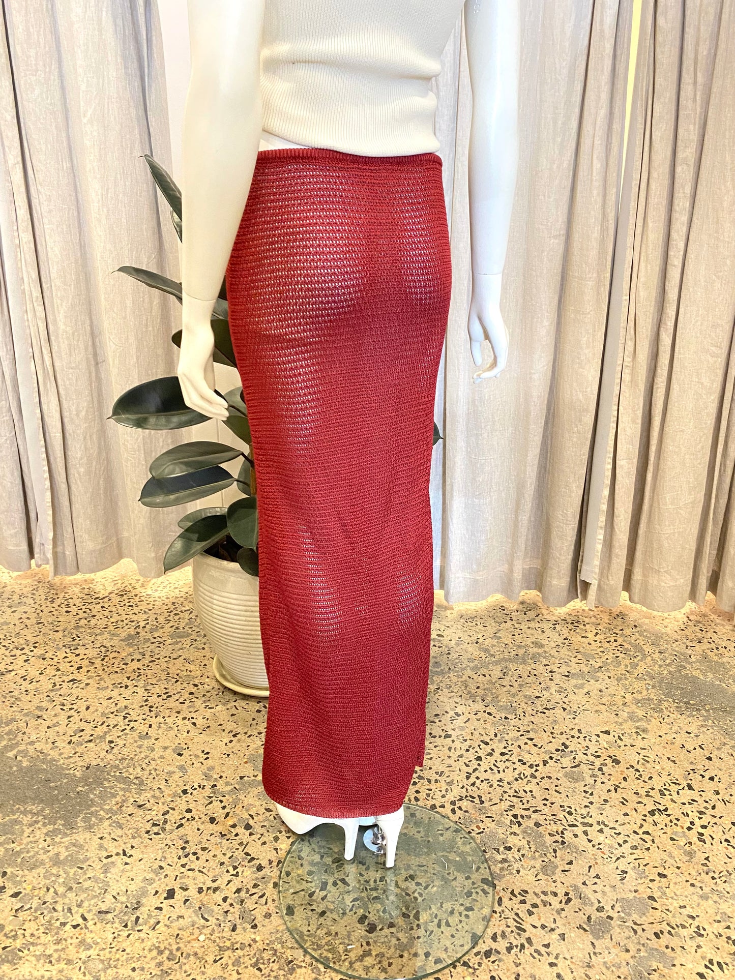 Monday Swimwear 'Fontelina' Skirt in Burgundy - Size Small (10)