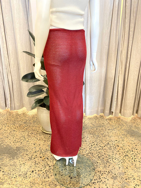 Monday Swimwear 'Fontelina' Skirt in Burgundy - Size Small (10)