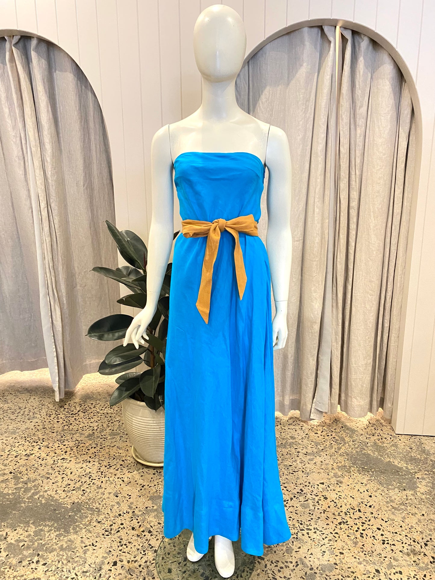 Versify Strapless Linen Midi Dress - Size 12