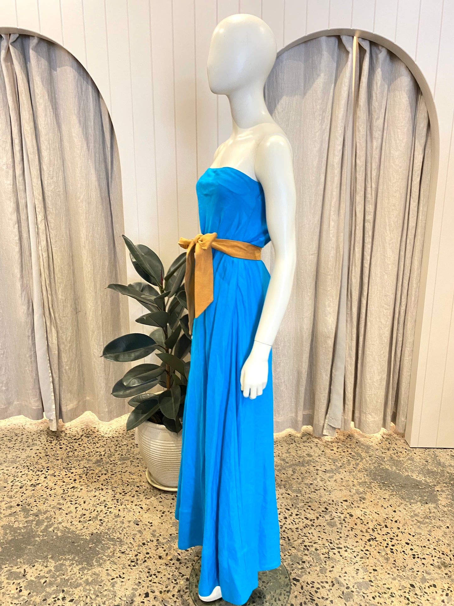 Versify Strapless Linen Midi Dress - Size 12