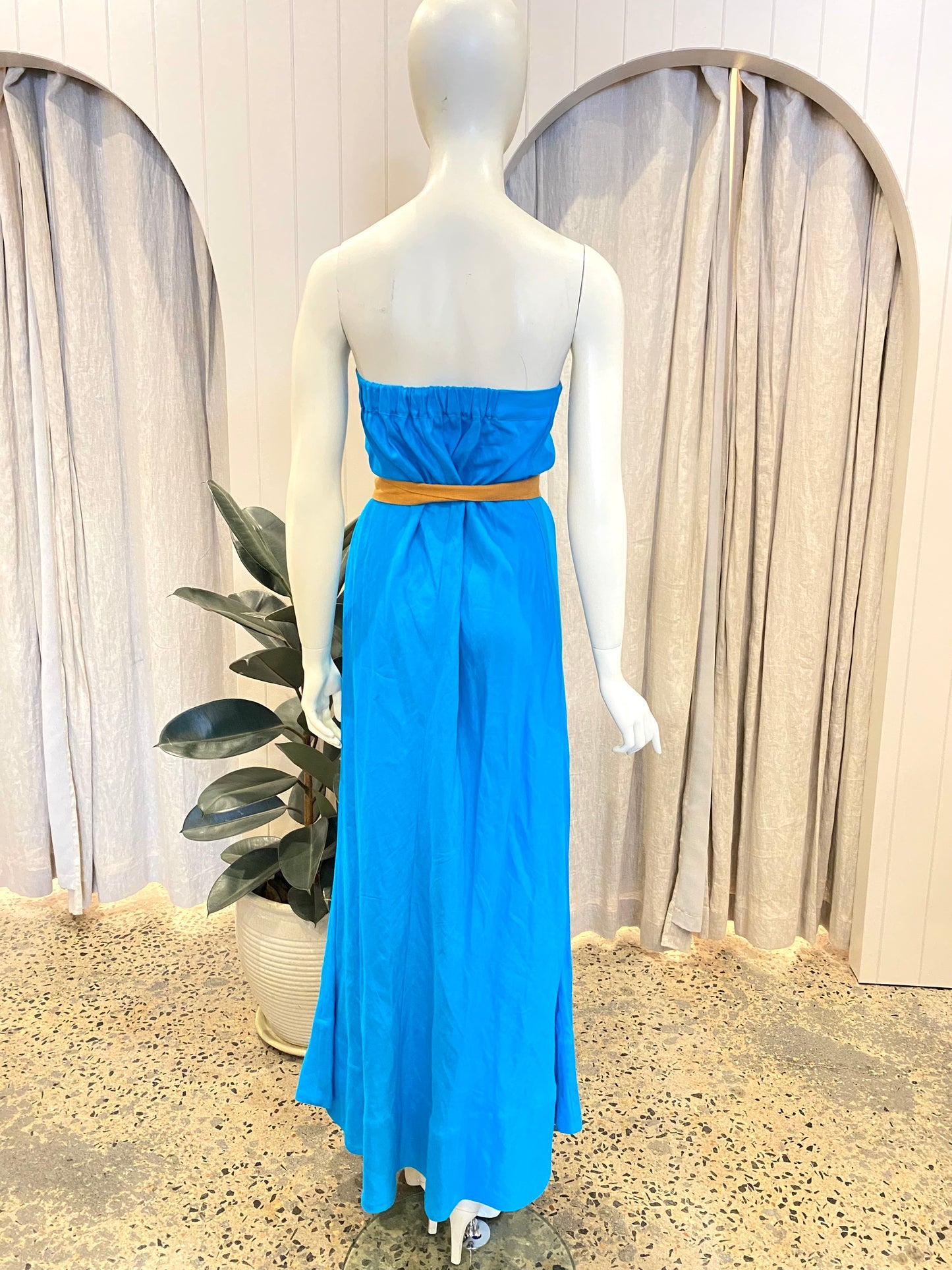 Versify Strapless Linen Midi Dress - Size 12