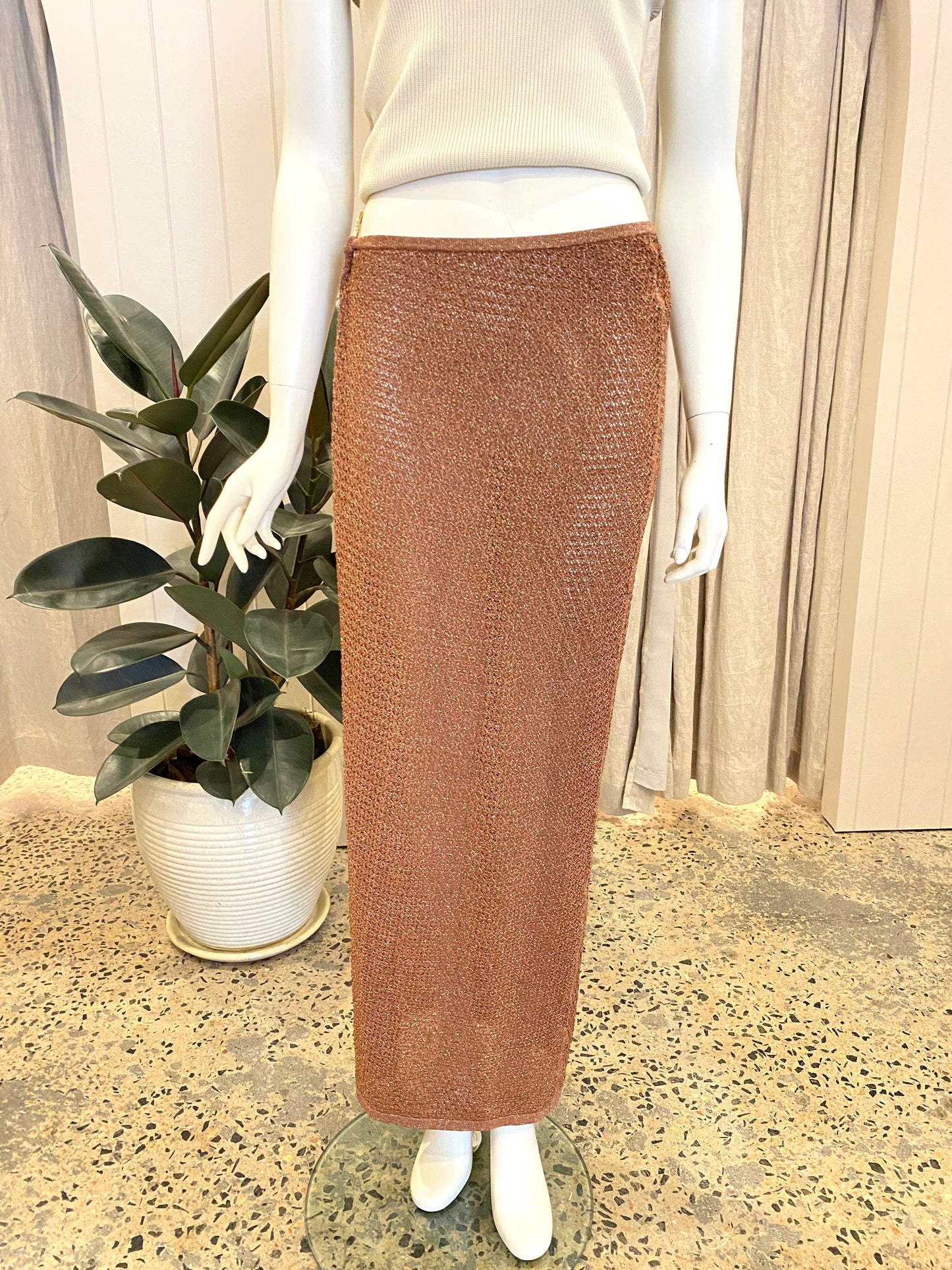 Monday Swimwear Palermo Skirt in Gold Lace - Size M (10/12)