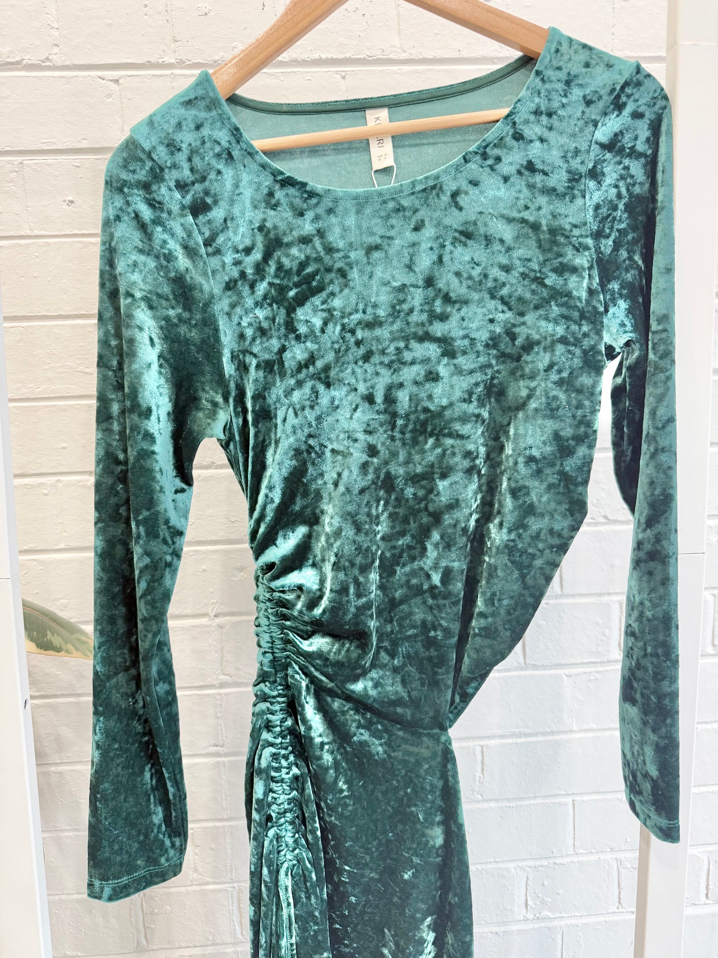Kivari Violetta Velvet Maxi Dress in Emerald Green - Size 10