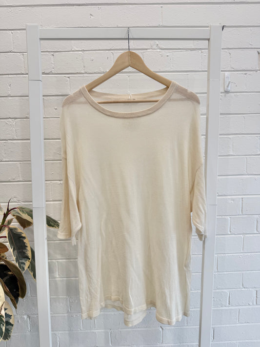 Miann and Co Ivory Knit Tee - Size M (12 - 14)