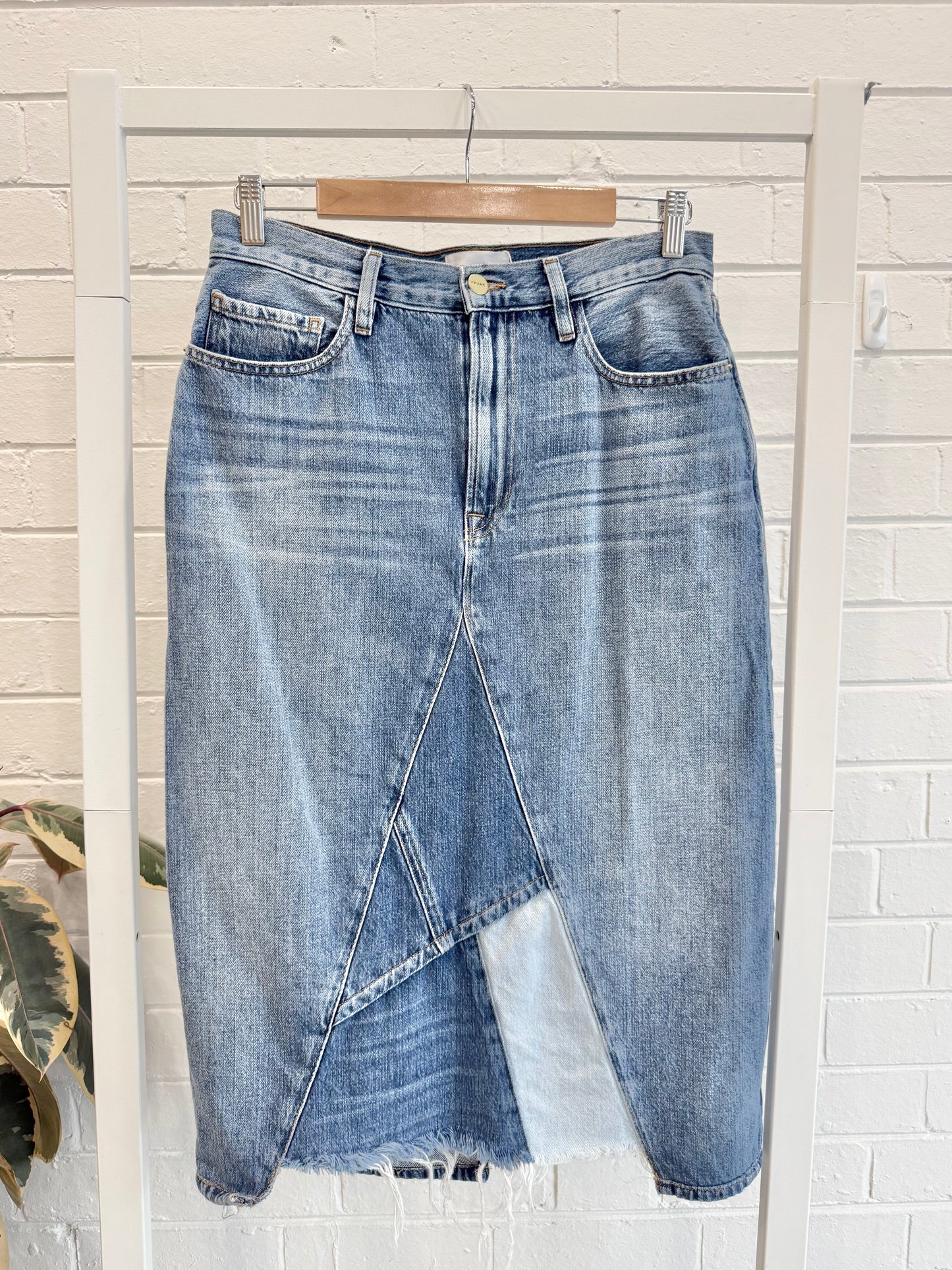 Frame Le Midi Patchwork Denim Midi Skirt - Size 27 (8)