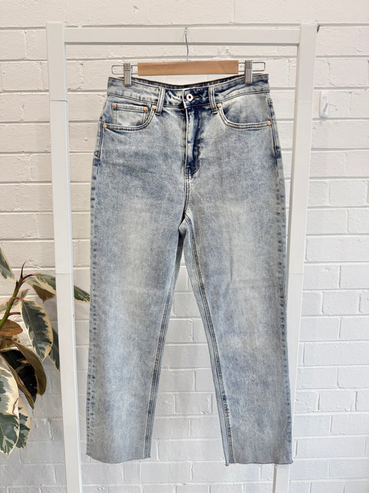 Kireina Sun Bleached Alim Straight Leg Jean - Size 28 (8 - 10)