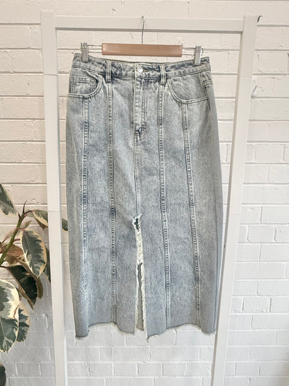 Ena Pelly Olivia Denim Midi Skirt - Size 10