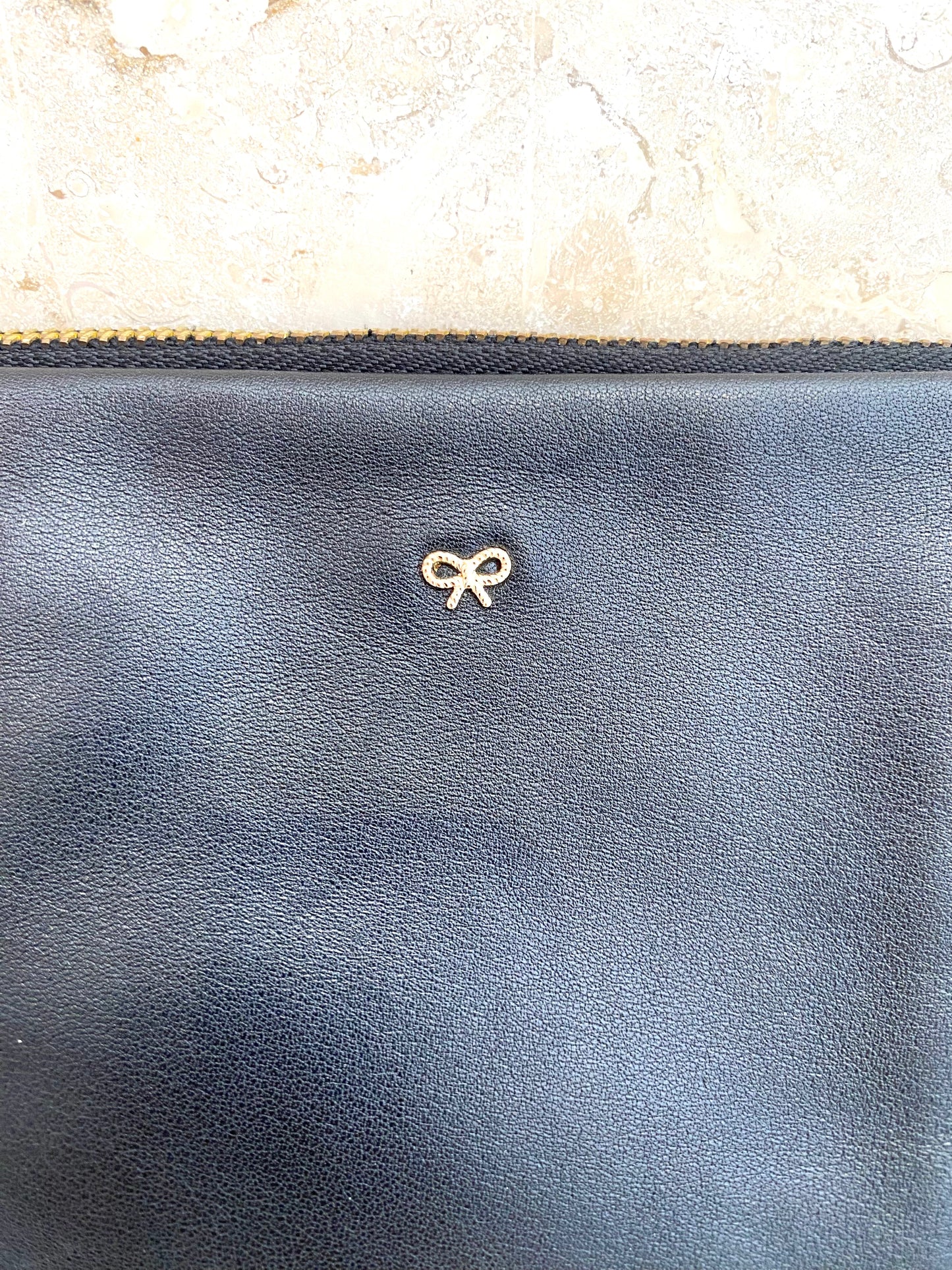 Anya Hindmarsh Black Leather Clutch