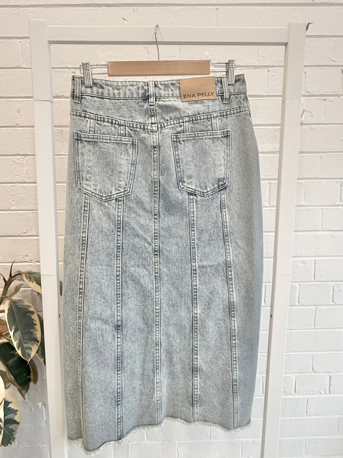 Ena Pelly Olivia Denim Midi Skirt - Size 10