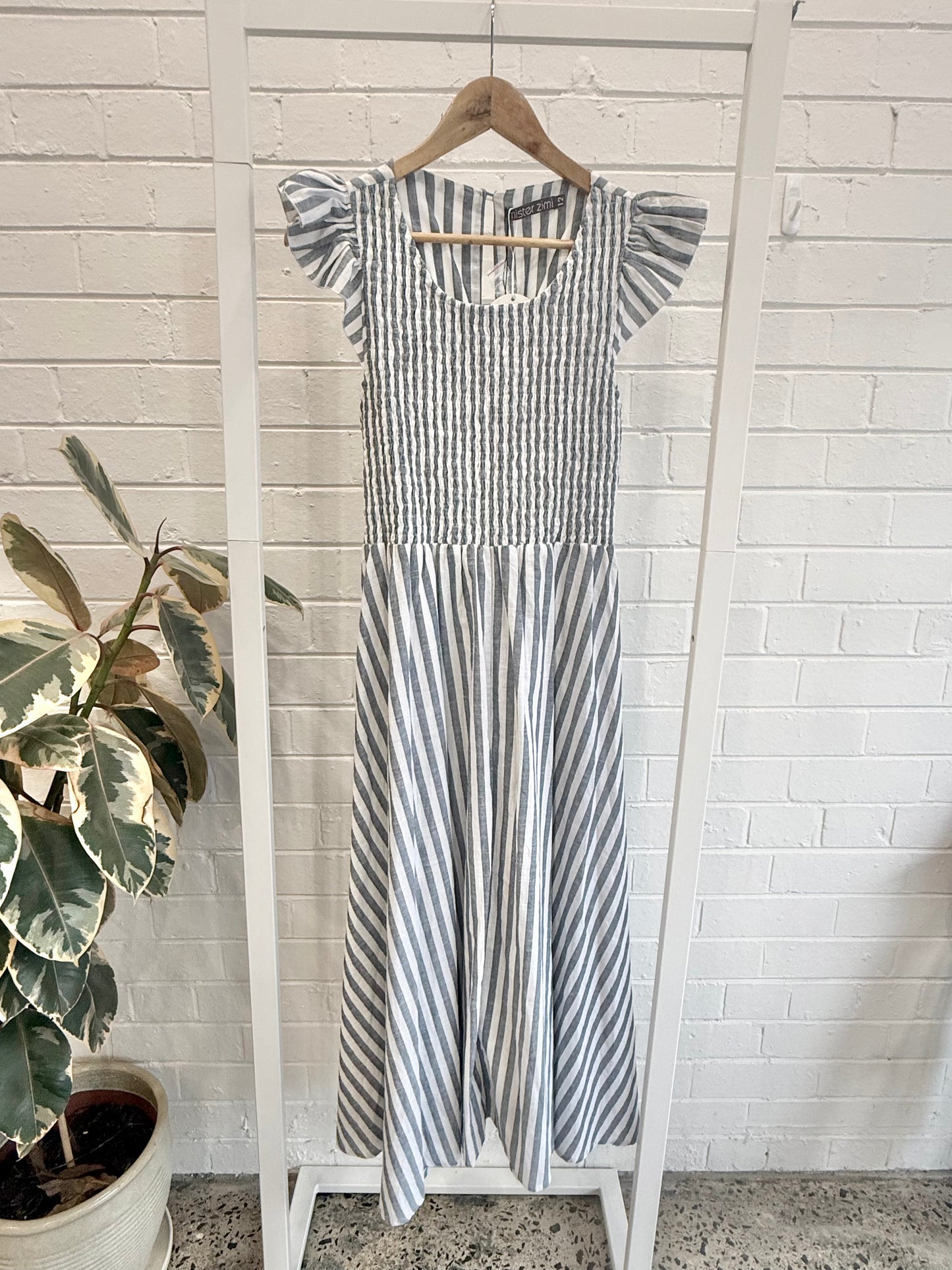 Mister Zimi Blue/White Stripe Abbie Dress - Size 12