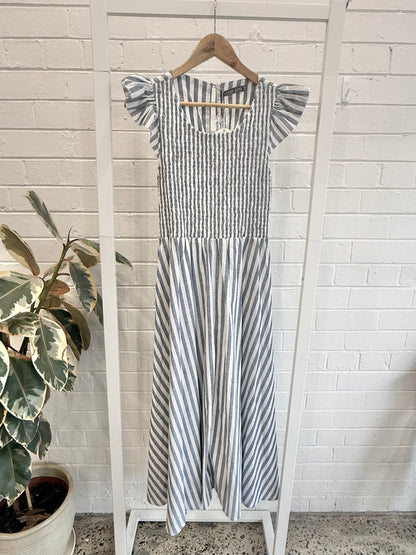 Mister Zimi Blue/White Stripe Abbie Dress - Size 12