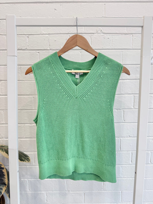 Cos Green Chunky Knit V-Neck Vest - Size S (8)
