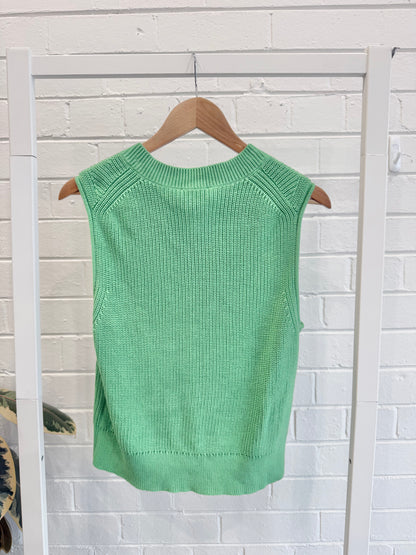 Cos Green Chunky Knit V-Neck Vest - Size S (8)