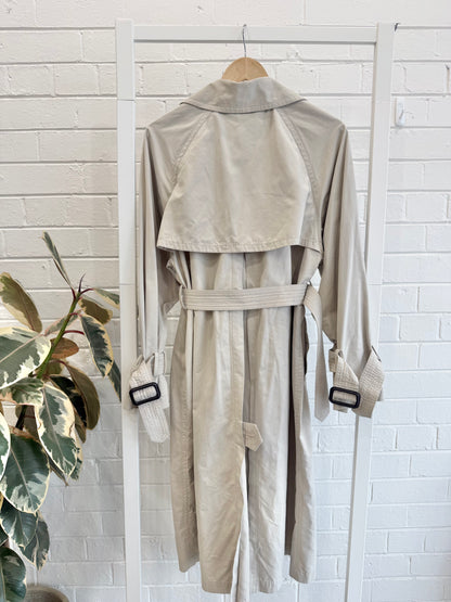 Zara Beige Double Breasted Trench Coat - Size XS (8 - 10)
