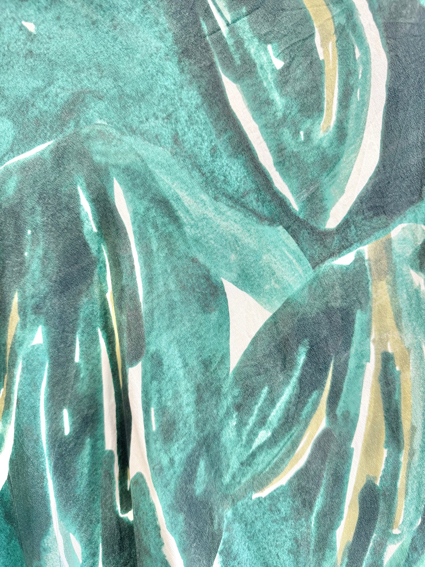 Variety Hour Green Leaf Silk Midi Skirt - Size XL (14)