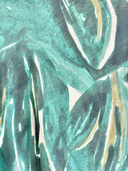 Variety Hour Green Leaf Silk Midi Skirt - Size XL (14)