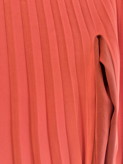 Bianca Spender Burnt Orange Crepe Regan Top - Size M (10 - 12)