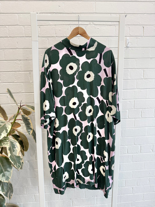 Marimekko Green Vihjaus Unikko Midi Dress - Size 46 (18)