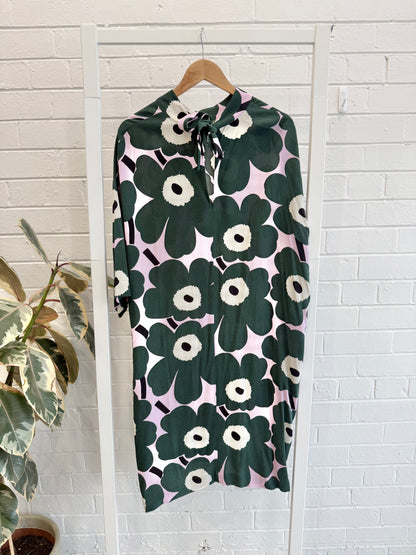 Marimekko Green Vihjaus Unikko Midi Dress - Size 46 (18)