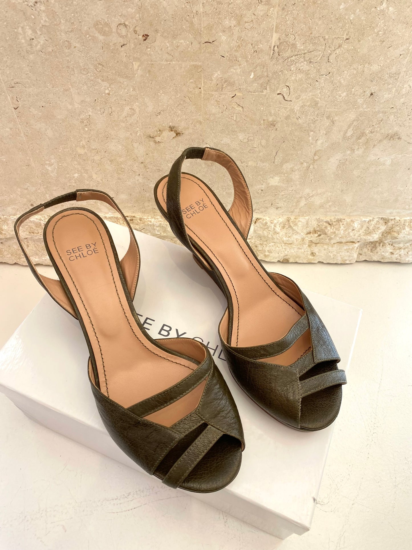 See By Chloe Wedge Sandals in Olive - Size 41