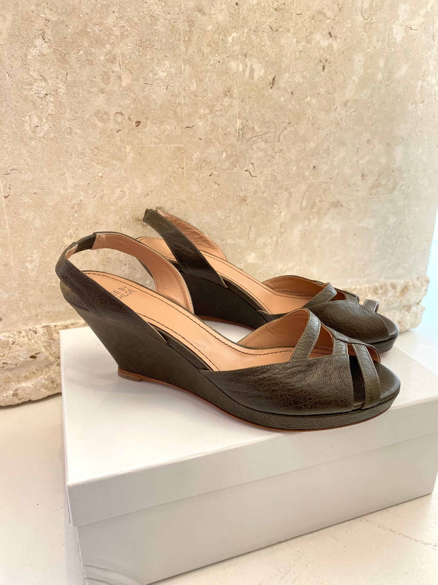 See By Chloe Wedge Sandals in Olive - Size 41