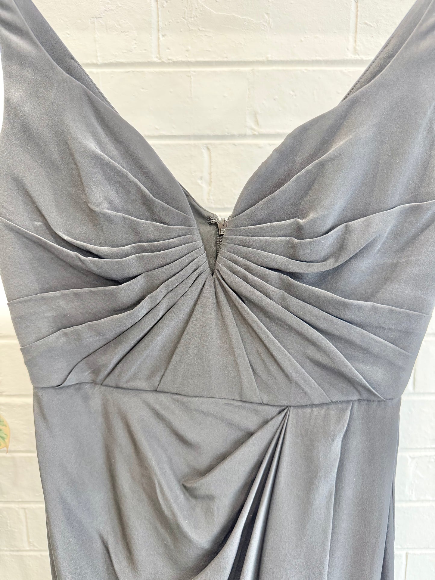 Zimmermann Black Plunging V Tuck Silk Drape Dress - Size 1 (8)