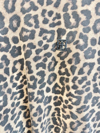 Anine Bing Black/Brown Leopard Miles Sweatshirt - Size S (10 - 12)