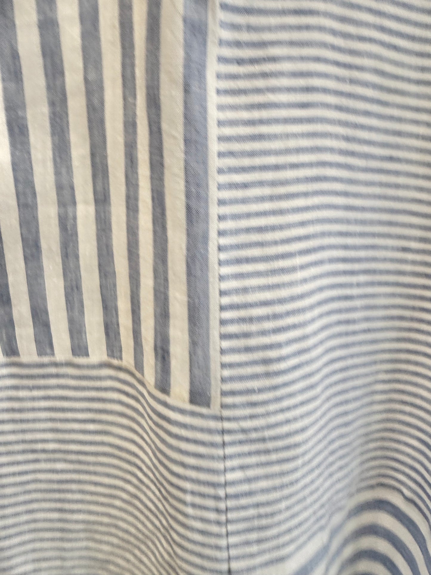 Verge Blue and White Stripe Linen Blouse - Size L (12)