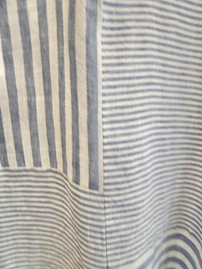 Verge Blue and White Stripe Linen Blouse - Size L (12)