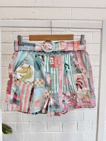 Green House Interiors Fiesta Collage Art Short - Size XS (6 - 8)