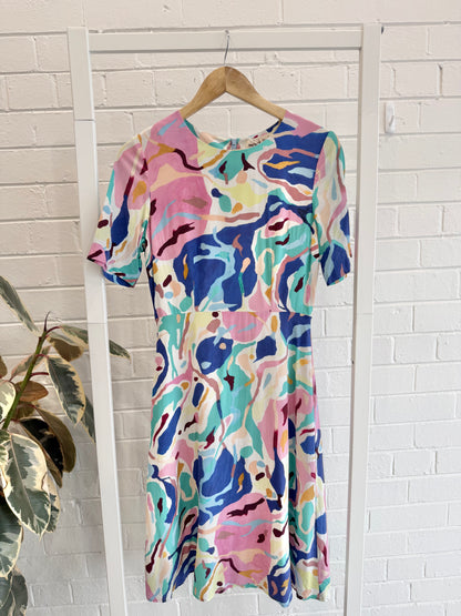 Gorman x Mireia Ruiz Canvas Silk Midi Dress - Size 8