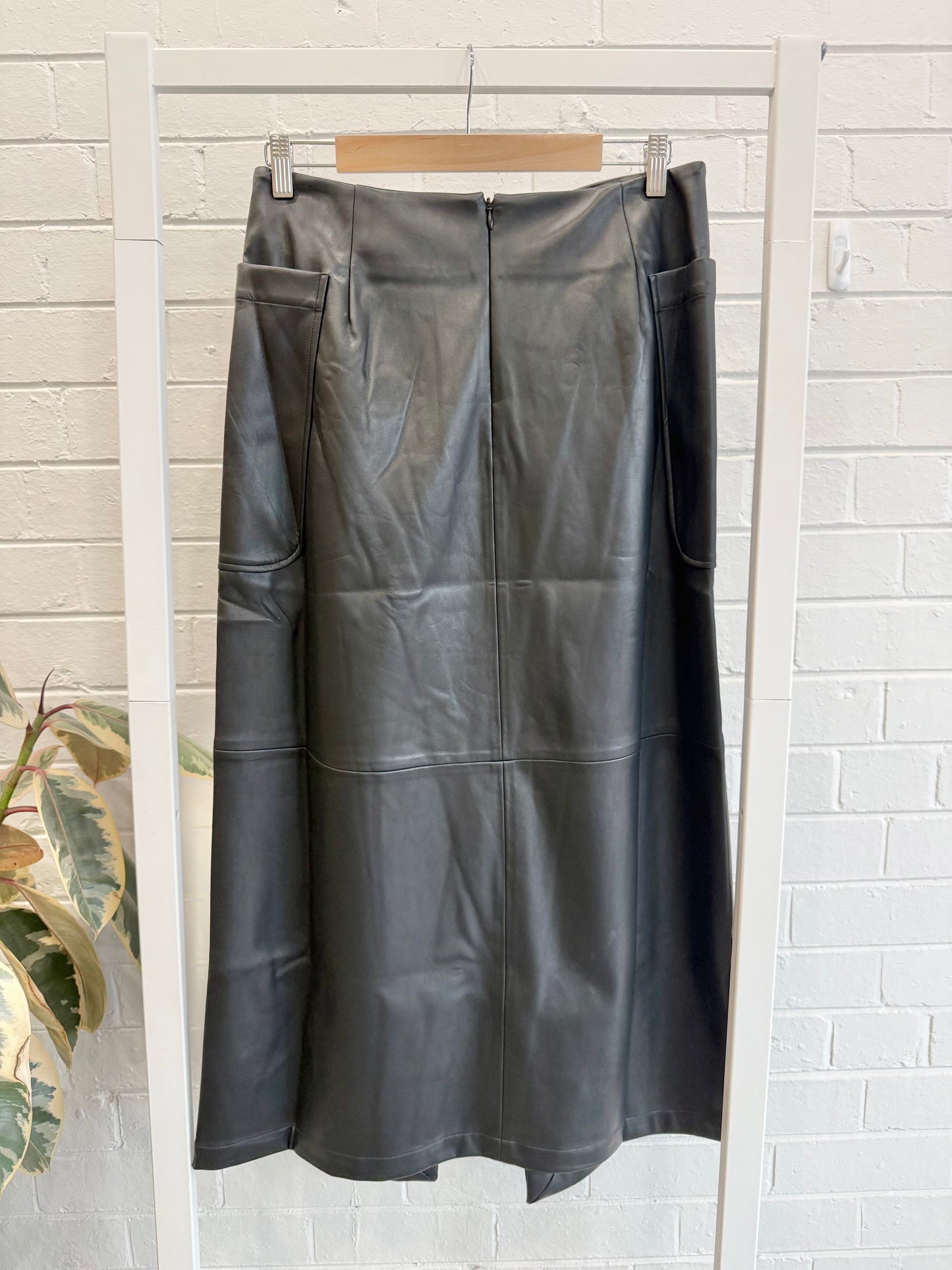 Emerson Studios Vegan Leather Black Wrap Skirt - Size M (10)