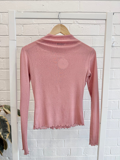 Nude Lucy Pink Long Sleeve Top - Size S (6 - 8)