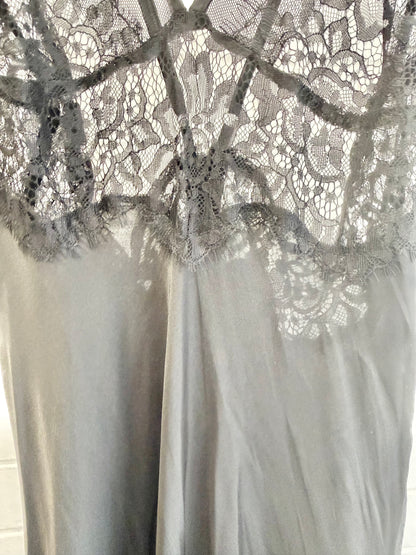 VRG Girl Black Cami Laced Strap Detail Longline Satin Dress - Size 10