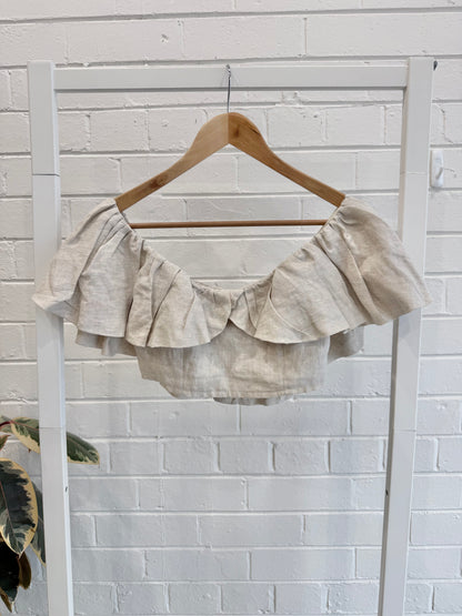 Dissh Isabelle Off Shoulder Top in Oatmeal - Size 8